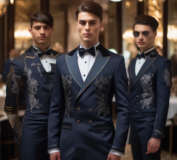 美高梅澳门酒店餐饮部服务员服装，精致细节彰显高端品味与专业服务