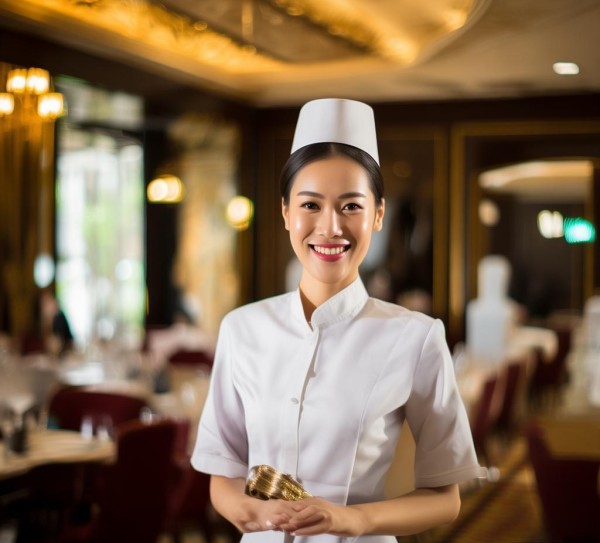金登豪源大酒店餐饮部服务员，微笑服务里的专业与温度